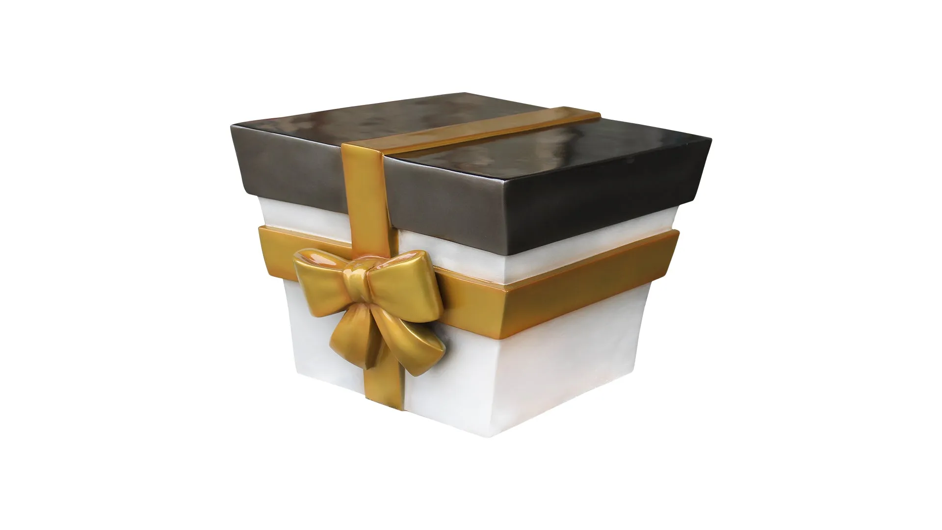 16" Silver and Gold Gift Box with Gold Bow