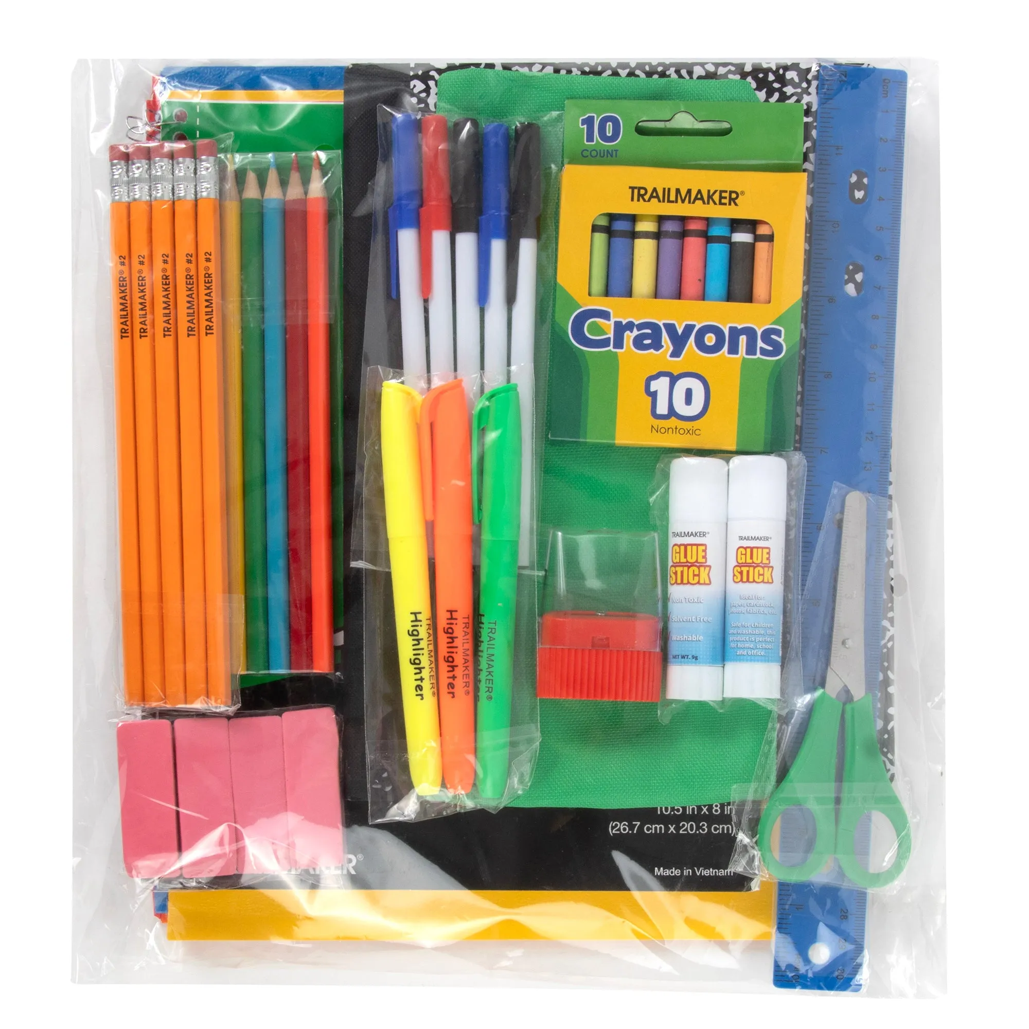 18" Multi Pocket Backpack with 45-Piece School Supply Kit - 2 Colors
