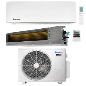 2-Zone Klimaire 20 SEER2 Multi Split Wall Mount Ducted Air Conditioner Heat Pump System 12 12