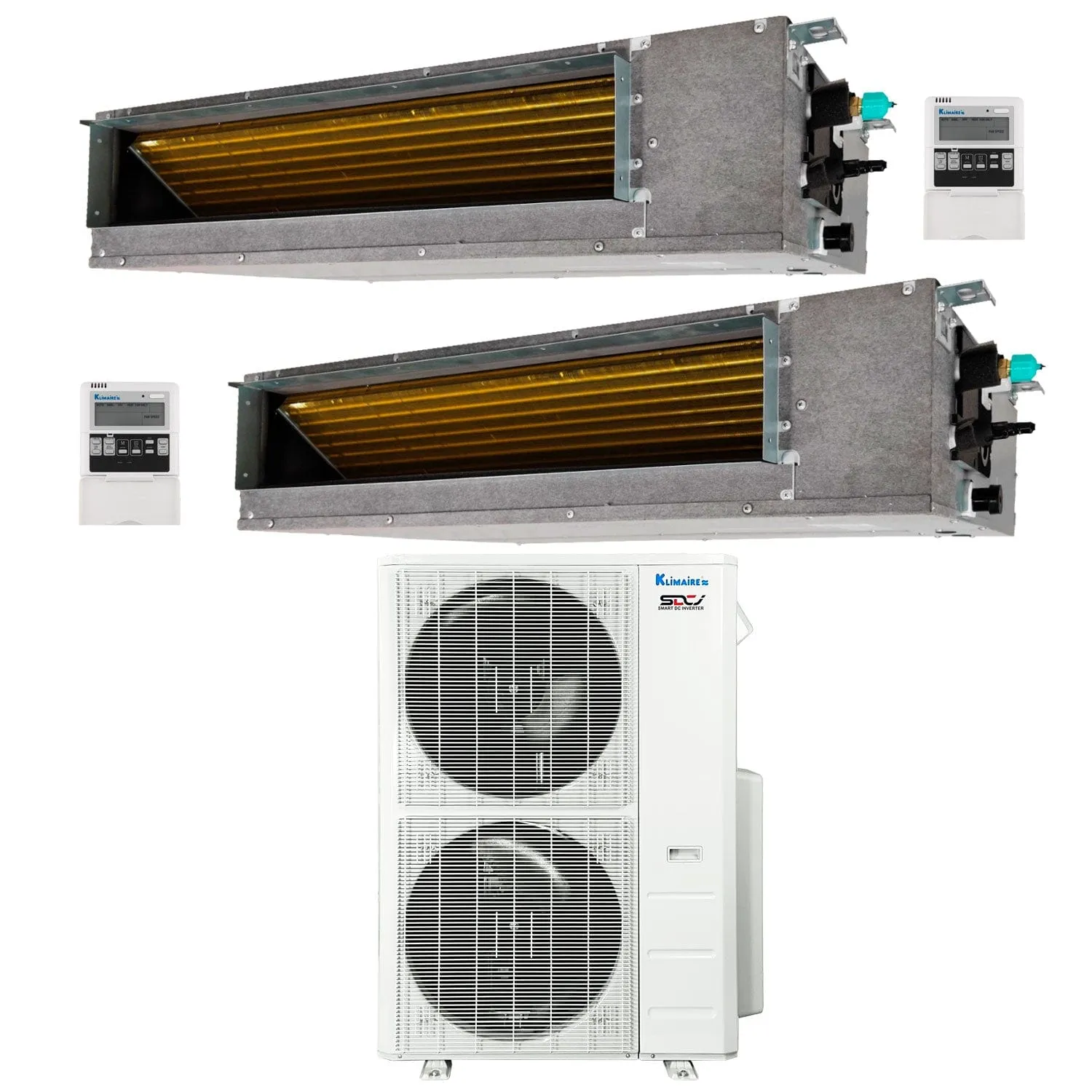 2-Zone Klimaire 20.5 SEER2 Multi Split Ducted Air Conditioner Heat Pump System 12 24