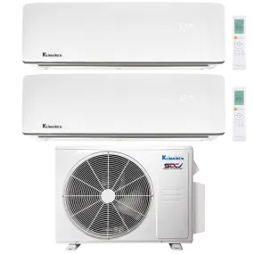 2-Zone Klimaire 21 SEER2 Multi Split Wall Mount Air Conditioner Heat Pump System 12 12