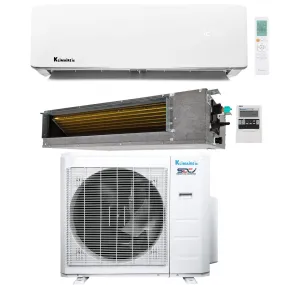 2-Zone Klimaire 22.25 SEER2 Multi Split Wall Mount Ducted Air Conditioner Heat Pump System 18 12