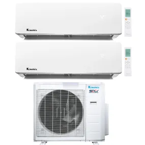 2-Zone Klimaire 23.1 SEER2 Multi Split Wall Mount Air Conditioner Heat Pump System 18 18