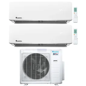 2-Zone Klimaire 23.5 SEER2 Multi Split Wall Mount Air Conditioner Heat Pump System 18 18