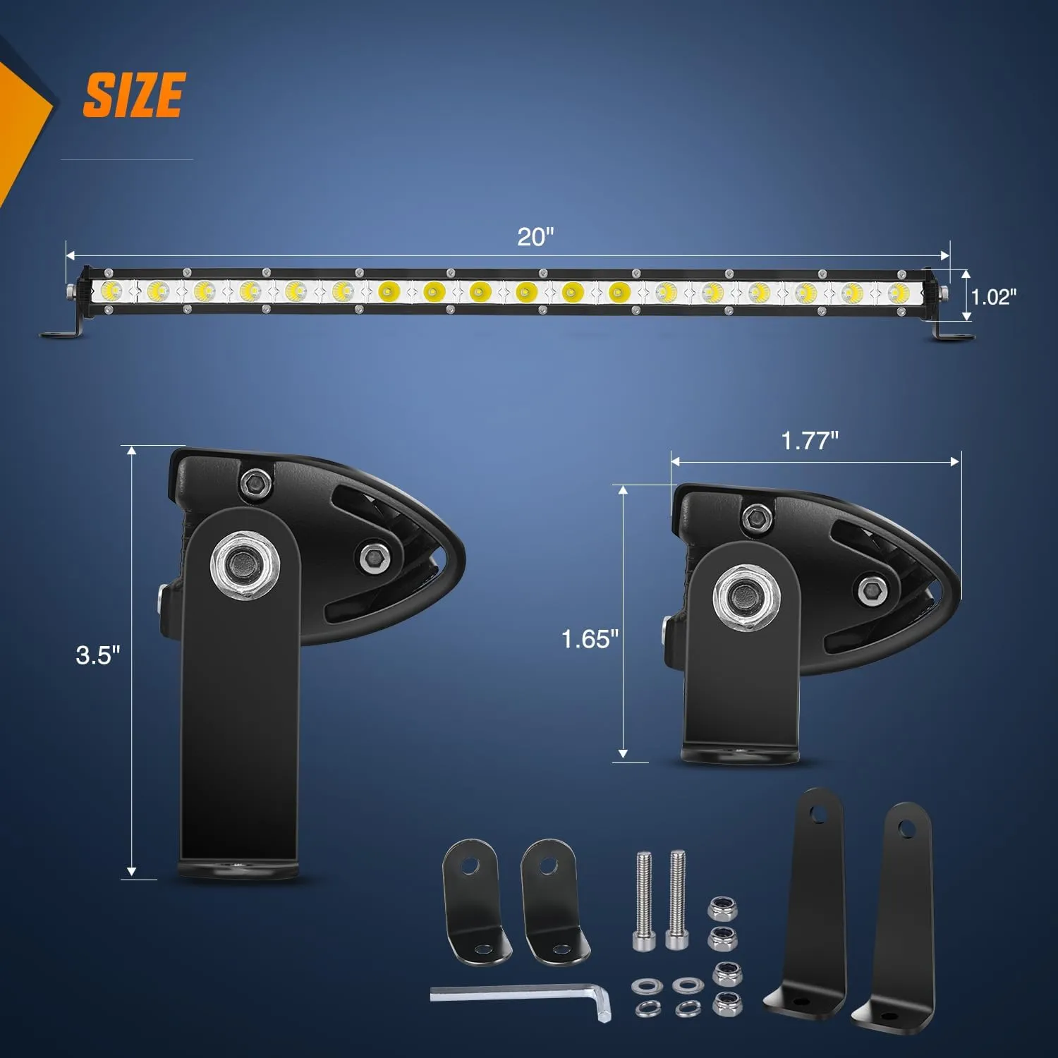 20 Inch 54W 18LED Single Row Ultra-Slim Spot Flood Combo LED Light Bars