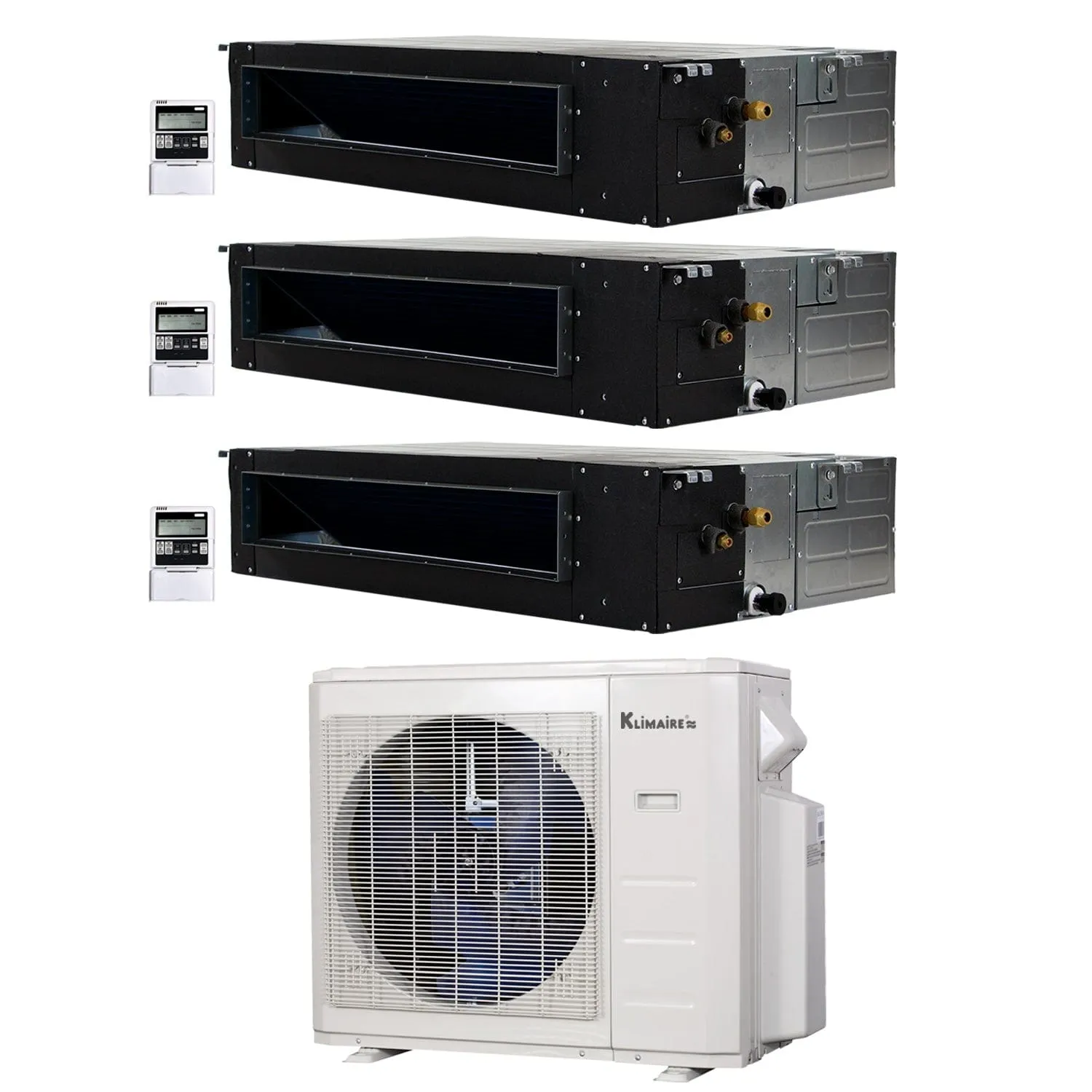 3-Zone Klimaire 20 SEER2 Multi Split Ducted Recessed Air Conditoner Heat Pump System 12 12 24