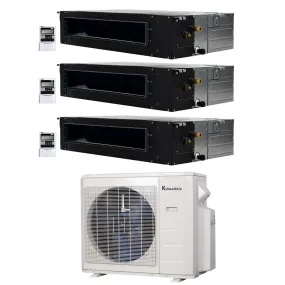 3-Zone Klimaire 20 SEER2 Multi Split Ducted Recessed Air Conditoner Heat Pump System 12 12 24