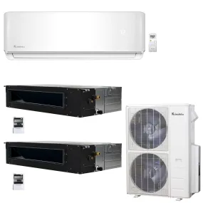3-Zone Klimaire 20.8 SEER2 Multi Split Ducted Recessed Wall Mount Air Conditoner Heat Pump System 18 18 24