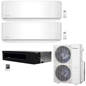 3-Zone Klimaire 20.8 SEER2 Multi Split Wall Mount Ducted Recessed Air Conditioner Heat Pump System 12 18 24