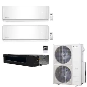 3-Zone Klimaire 20.8 SEER2 Multi Split Wall Mount Ducted Recessed Air Conditioner Heat Pump System 18 18 24