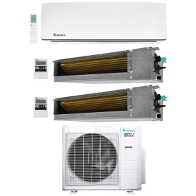 3-Zone Klimaire 22.25 SEER2 Multi Split Ducted Recessed Wall Mount Air Conditioner Heat Pump System 12 12 12