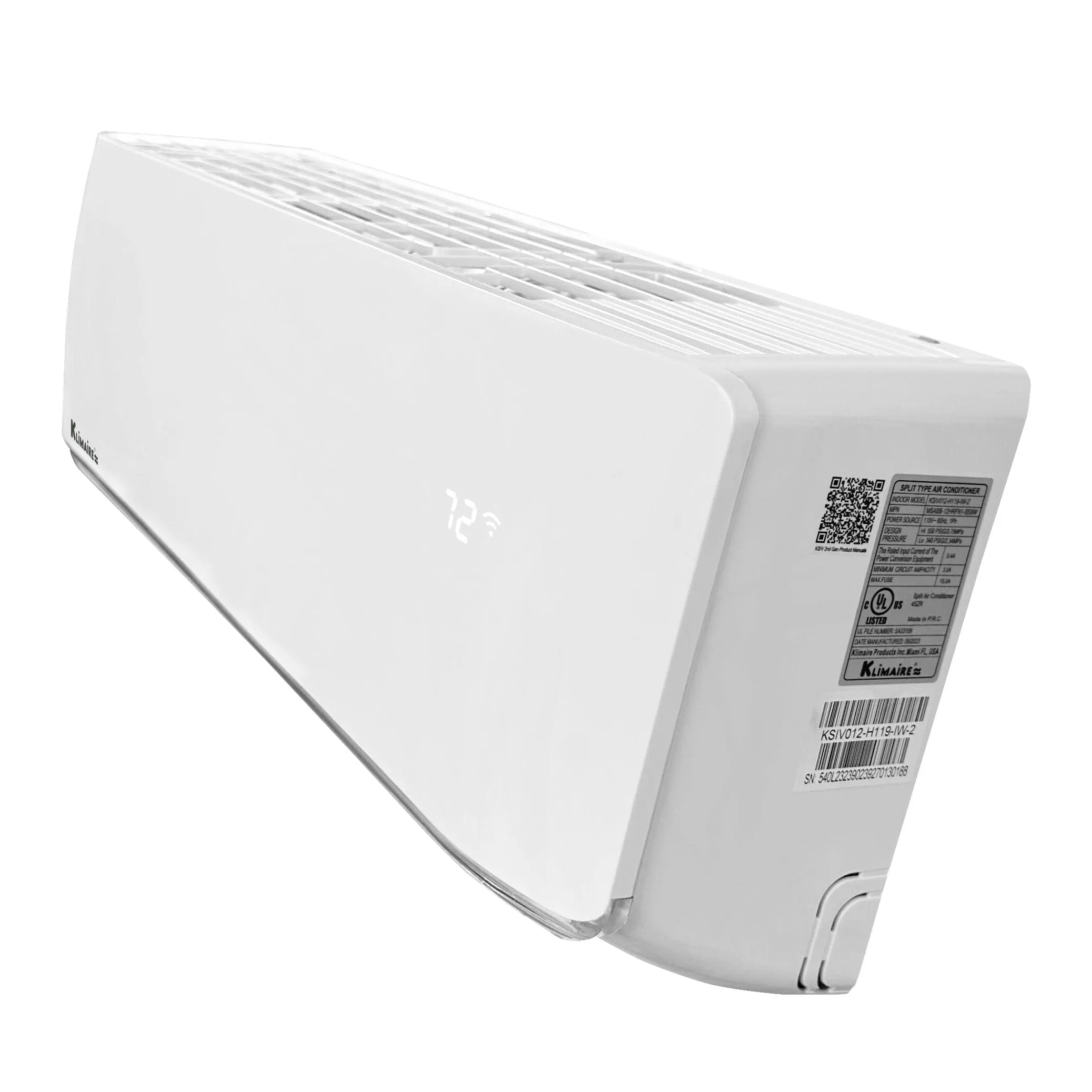 3-Zone Klimaire 23.5 SEER2 Multi Split Wall Mount Air Conditioner Heat Pump System 12 12 12