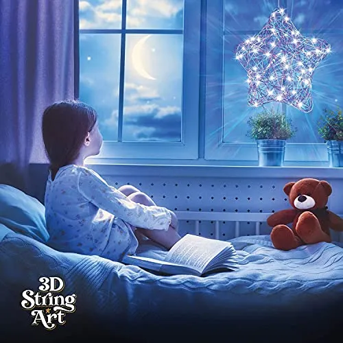 3D String Art Kit for Kids - Makes a Light-Up Star Lantern with 20 Multi-Colored LED Bulbs - Kids Gifts - Crafts for Girls and Boys Ages 8-12 - DIY Arts & Craft Kits for 8, 9, 10, 11, 12 Year Old Girl