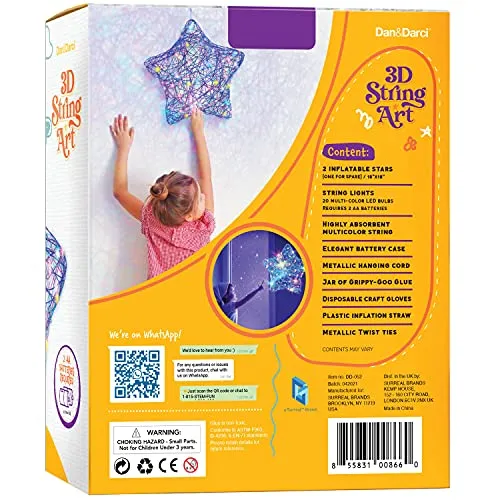 3D String Art Kit for Kids - Makes a Light-Up Star Lantern with 20 Multi-Colored LED Bulbs - Kids Gifts - Crafts for Girls and Boys Ages 8-12 - DIY Arts & Craft Kits for 8, 9, 10, 11, 12 Year Old Girl