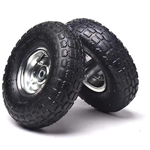 (4 Pack) AR-PRO 10" Heavy-Duty Replacement Tire and Wheel - 4.10/3.50-4" with 10" Inner Tube, 5/8" Axle Bore Hole, 1 3/4" Offset Hub and Double Sealed Bearings for Hand Trucks and Gorilla Cart