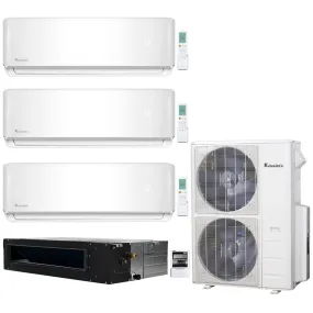 4-Zone Klimaire 20.8 SEER2 Multi Split Wall Mount Ducted Recesssed Air Conditioner Heat Pump System 12 12 12 18