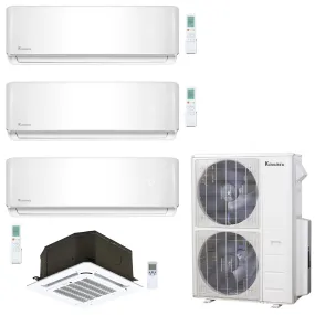 4-Zone Klimaire 21.1 SEER2 Multi Split Wall Mount Ceiling Cassette Air Conditioner Heat Pump System 12 12 12 18