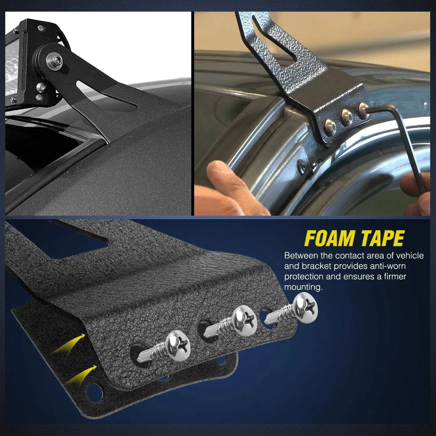 54 Inch Curved Light Bar Bracket at Upper Windshield Roof Cab for 1999-2006 Chevy Silverado Suburban Avalanche Tahoe & GMC Yukon Sierra (Pair)