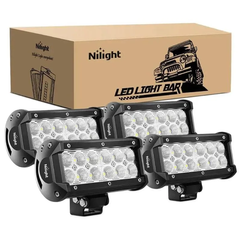 6.5 Inch 36W 3600LM Double Row Flood LED Light Bars (2 Pairs)