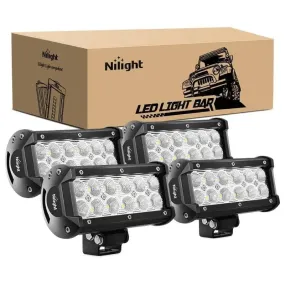 6.5 Inch 36W 3600LM Double Row Flood LED Light Bars (2 Pairs)