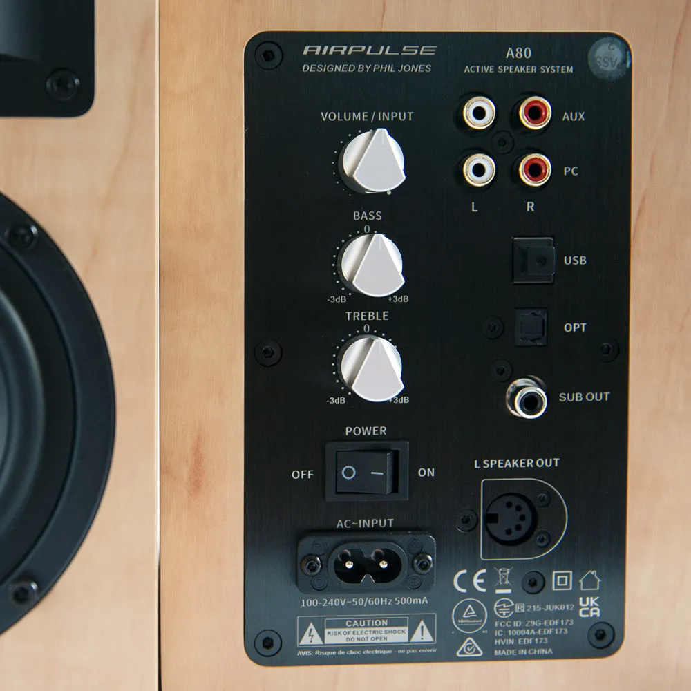 Airpulse A80 Active Bookshelf Speaker System (Pine)