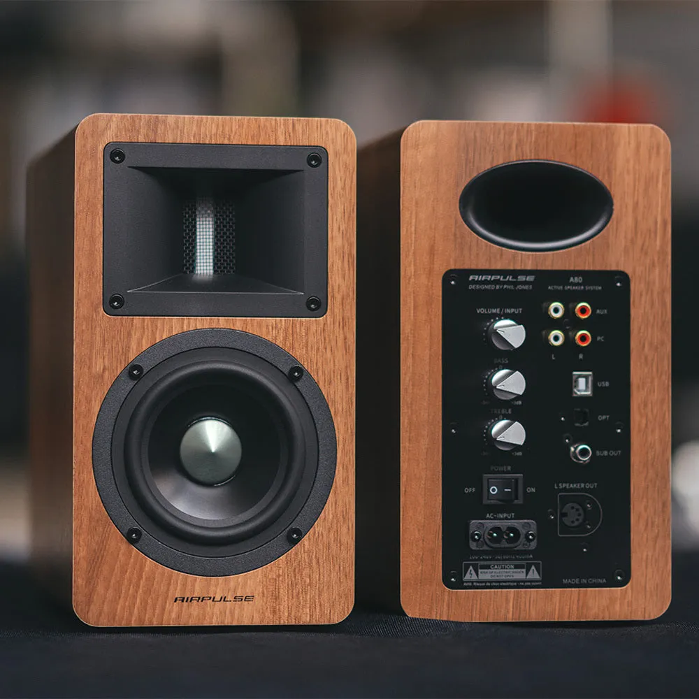 Airpulse A80 Active Bookshelf Speaker System (Walnut)