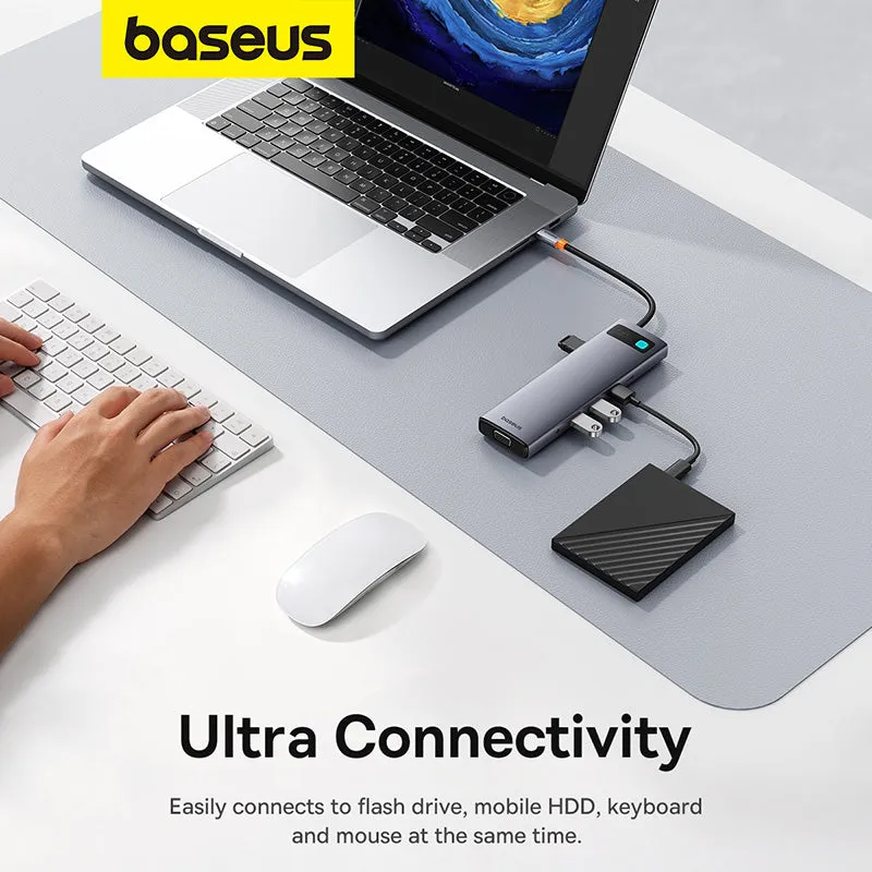 Baseus Metal Gleam Series 11-Port Hub USB-C to HDMI 4K@60Hz   VGA   3xUSB 3.0   USB 2.0   USB-C PD   RJ45   SD/TF   3.5mm (Space Grey) (B00030709811-00)