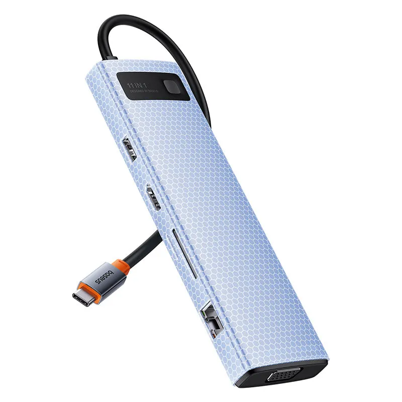 Baseus Metal Gleam Series 11-Port Hub USB-C to HDMI 4K@60Hz   VGA   3xUSB 3.0   USB 2.0   USB-C PD   RJ45   SD/TF   3.5mm (Space Grey) (B00030709811-00)