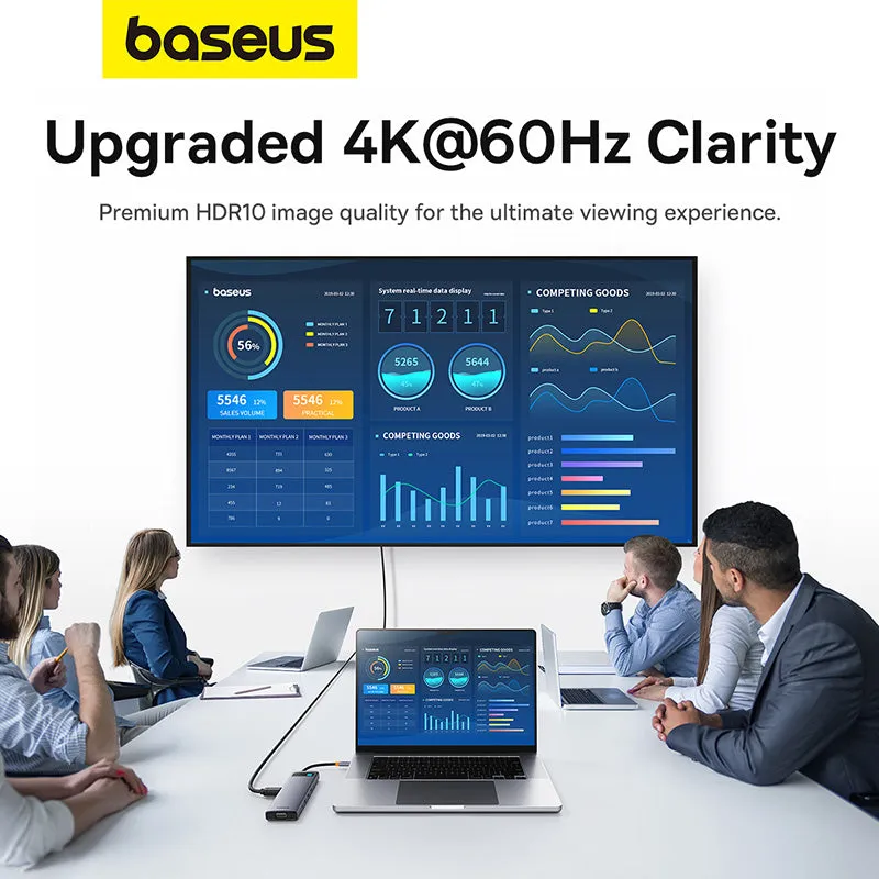 Baseus Metal Gleam Series 11-Port Hub USB-C to HDMI 4K@60Hz   VGA   3xUSB 3.0   USB 2.0   USB-C PD   RJ45   SD/TF   3.5mm (Space Grey) (B00030709811-00)