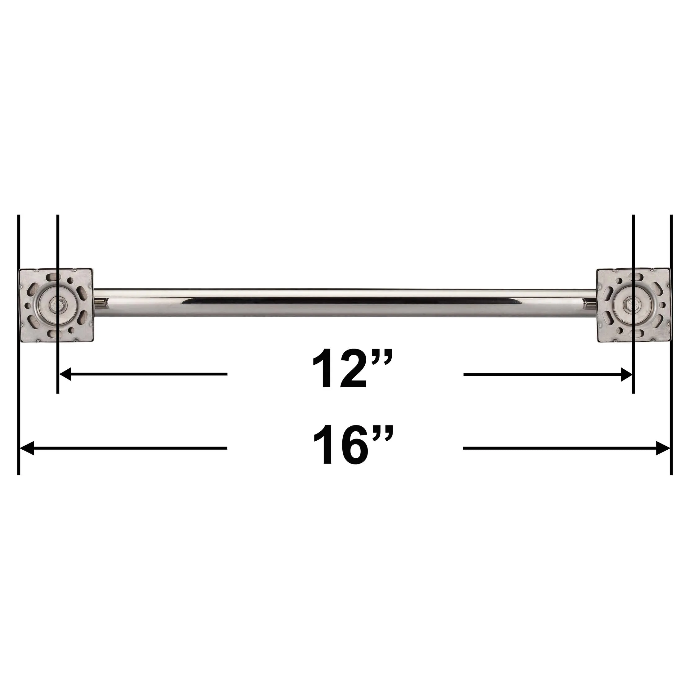 Bathroom Grab Bar, Contemporary, Square Escutcheon, 12 In. X 1 1/4 In.