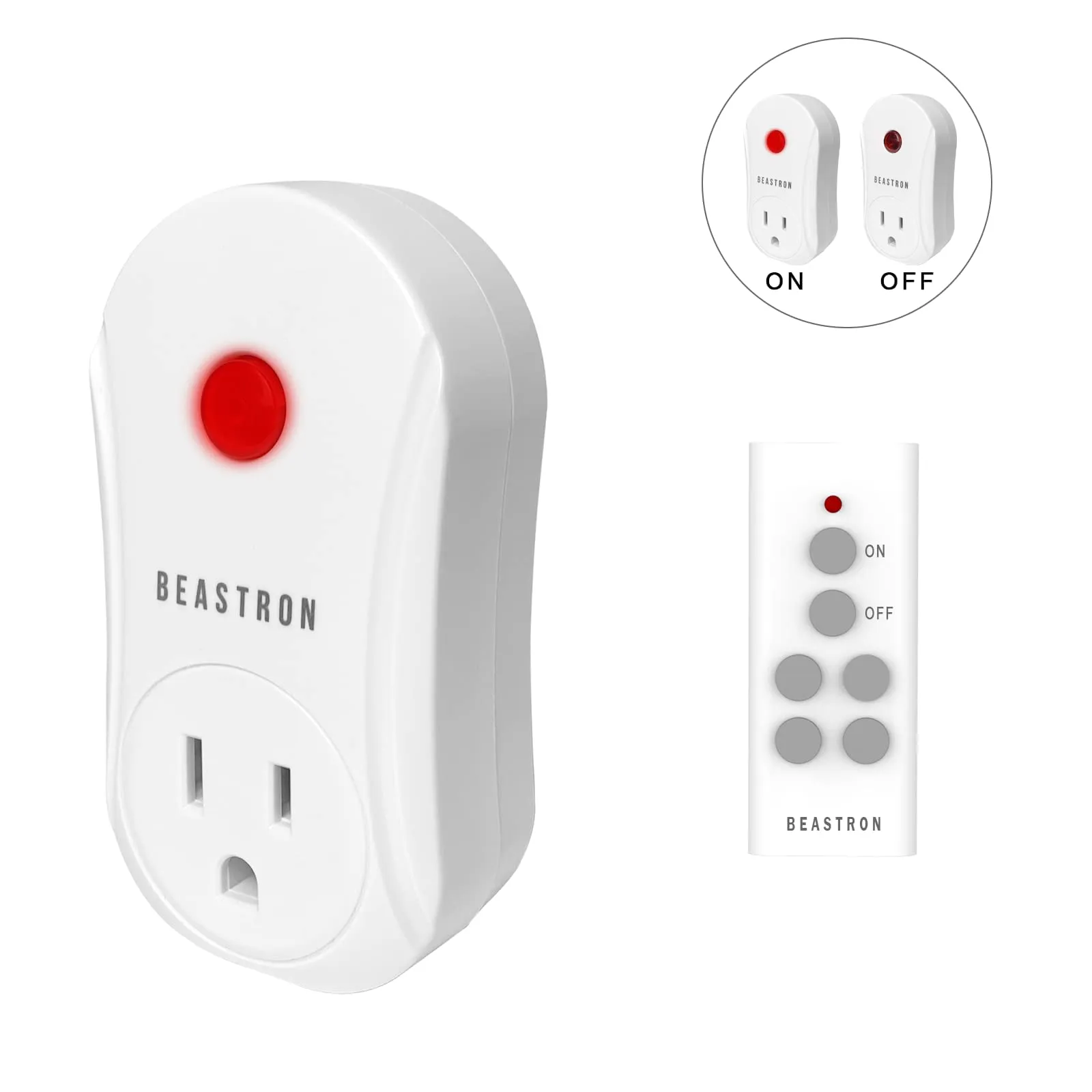 Beastron Upgraded Remote Controlled Outlet (1 Pack with 1 Remote),Expandable Remote Light Switch Kit, Wireless On Off Power Switch, 100ft RF Range, Compact Design, White 1 pack