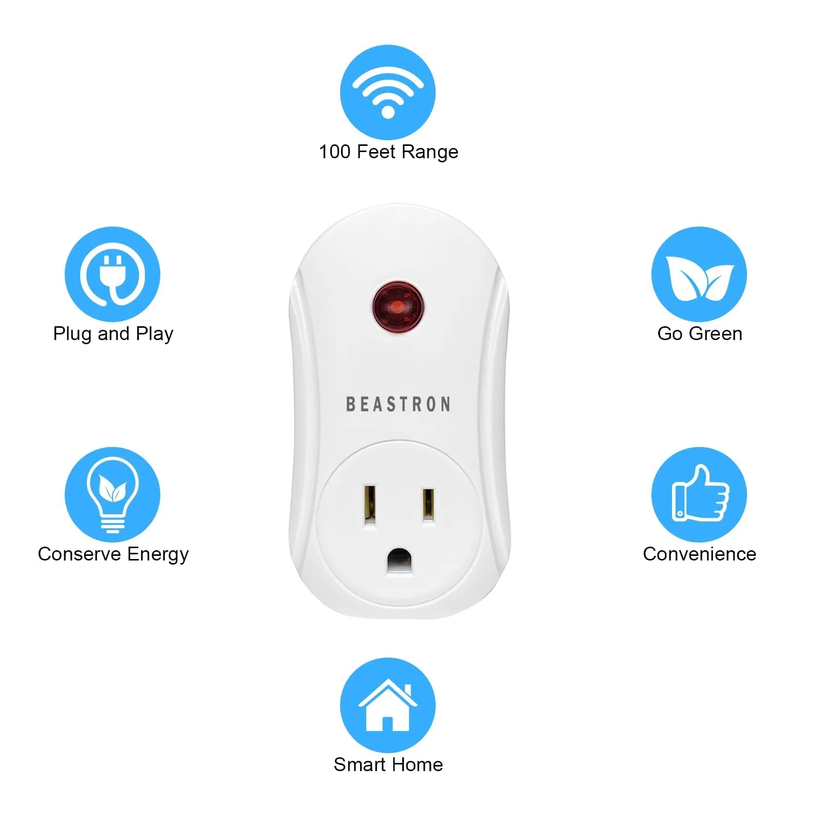 Beastron Upgraded Remote Controlled Outlet (1 Pack with 1 Remote),Expandable Remote Light Switch Kit, Wireless On Off Power Switch, 100ft RF Range, Compact Design, White 1 pack