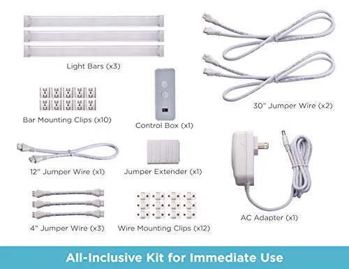 BLACK DECKER Compatible with Alexa Smart LED Under Cabinet Lighting Kit, Motion Sensor, Dimmable & 108" Jumper Wire Accessory for Under Cabinet Lighting Kits