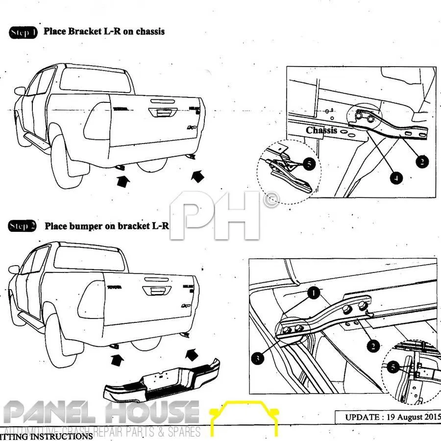 Bumper Bar REAR Chrome Step Fits Toyota Hilux 15-20