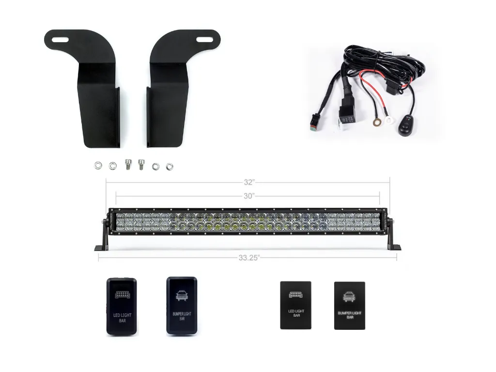 Cali Raised LED 2005-2015 Toyota Tacoma 32" Lower Bumper Hidden LED Light Bar Brackets Kit