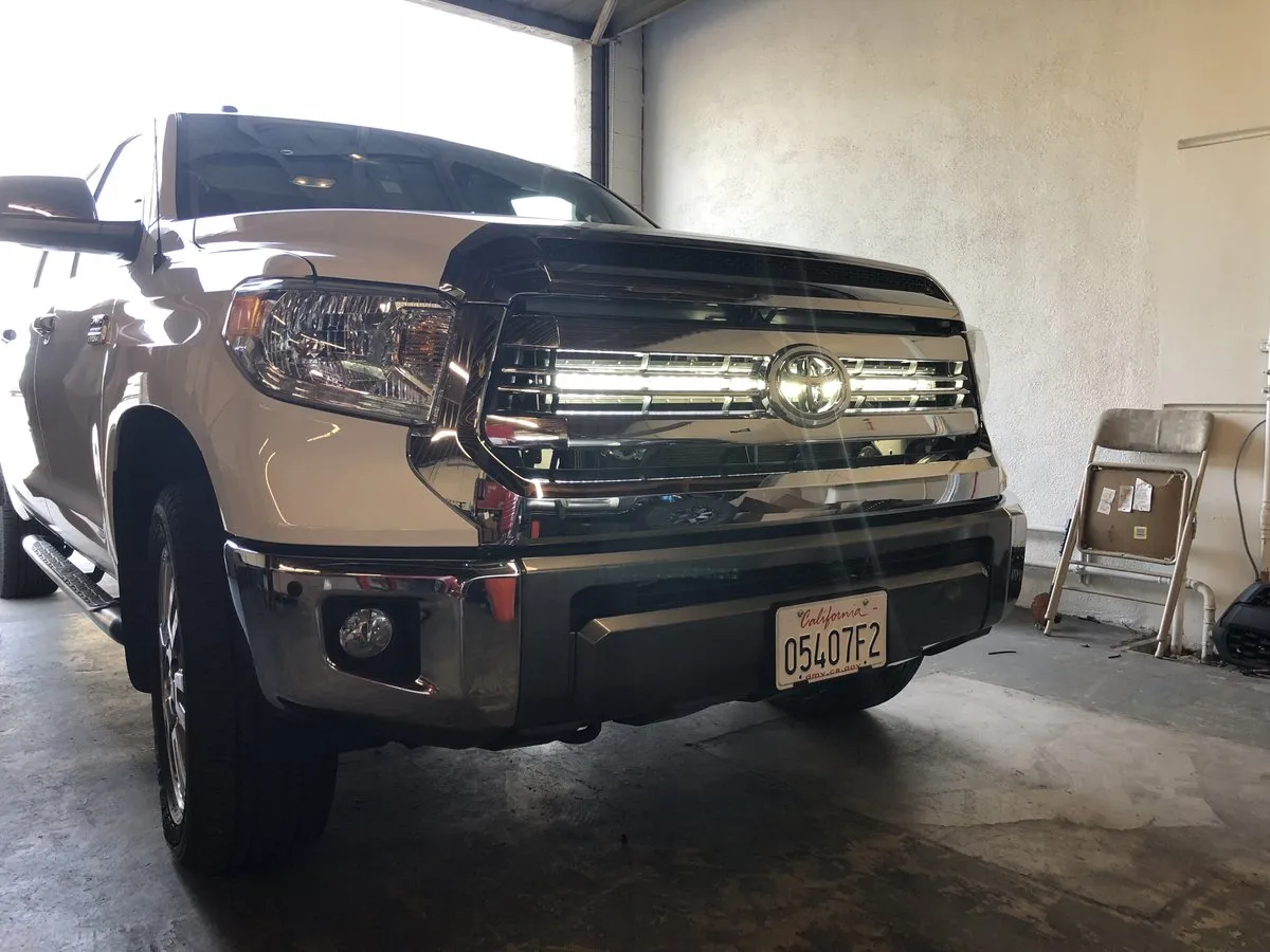 Cali Raised LED 2014-2021 Toyota Tundra 42" Hidden Grille Curved LED Light Bar Brackets Kit