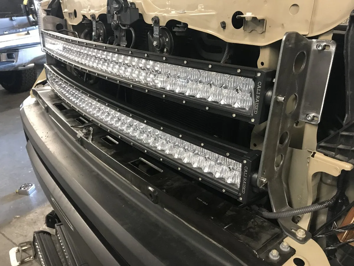 Cali Raised LED 2014-2021 Toyota Tundra 42" Hidden Grille Curved LED Light Bar Brackets Kit