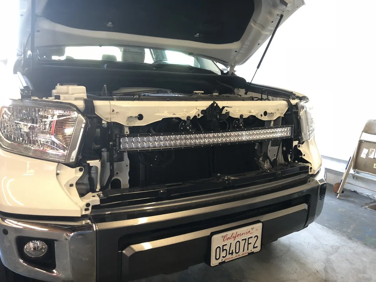 Cali Raised LED 2014-2021 Toyota Tundra 42" Hidden Grille Curved LED Light Bar Brackets Kit