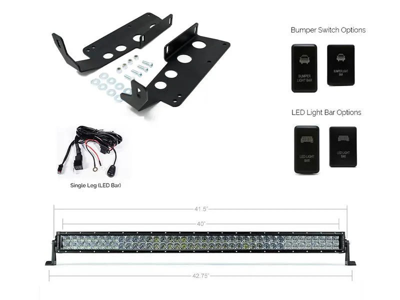 Cali Raised LED 2014-2021 Toyota Tundra 42" Hidden Grille Curved LED Light Bar Brackets Kit