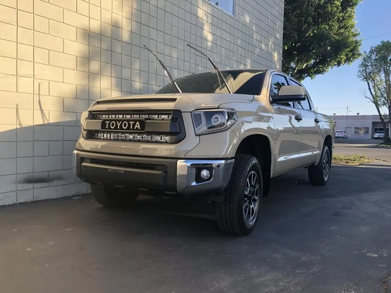Cali Raised LED 2014-2021 Toyota Tundra 42" Hidden Grille Curved LED Light Bar Brackets Kit
