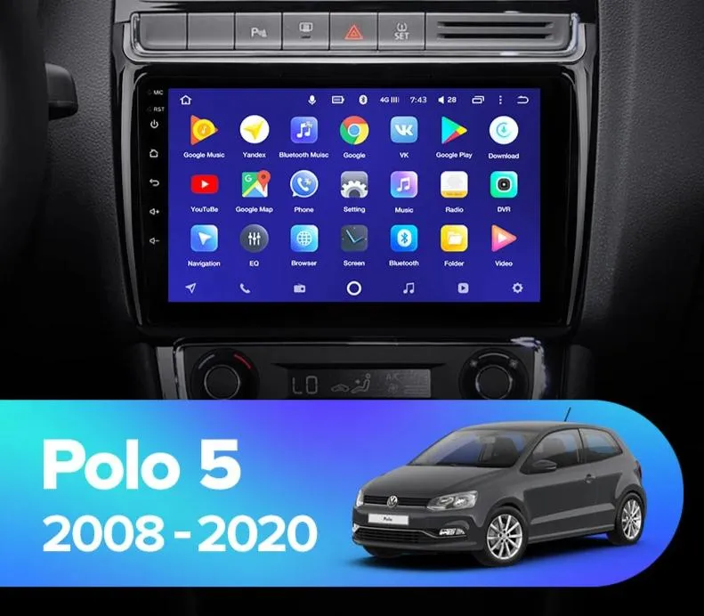 Car Dealz 10.2" Android 10.0 For Volkswagen VW POLO 2008-2020 w CAM In Dash Plus OEM Fascia