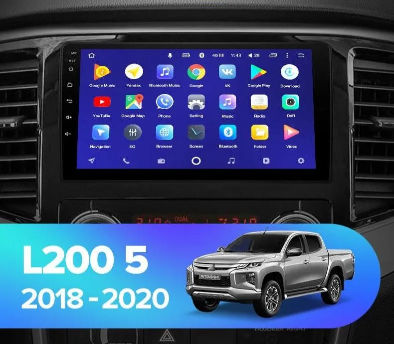 Car Dealz 10.2" Android 10.0 Mitsubishi L200 Triton Challenger 5 2018-2020 w CAM In Dash Plus OEM Fascia