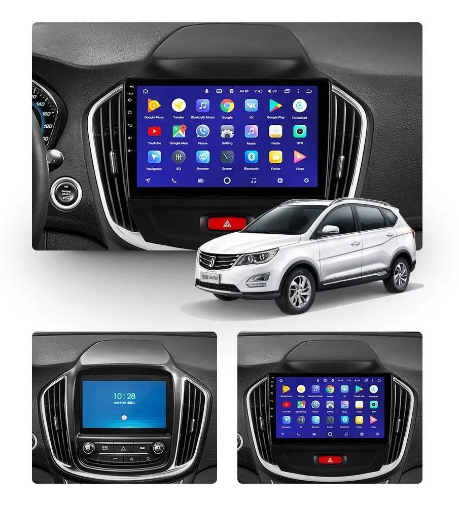 Car Dealz 10.2" Android 8.1 BaoJun 560 2015-2016 GPS Bluetooth Car Player Navigation Radio Stereo DVD Head Unit In Dash Plus OEM Fascia