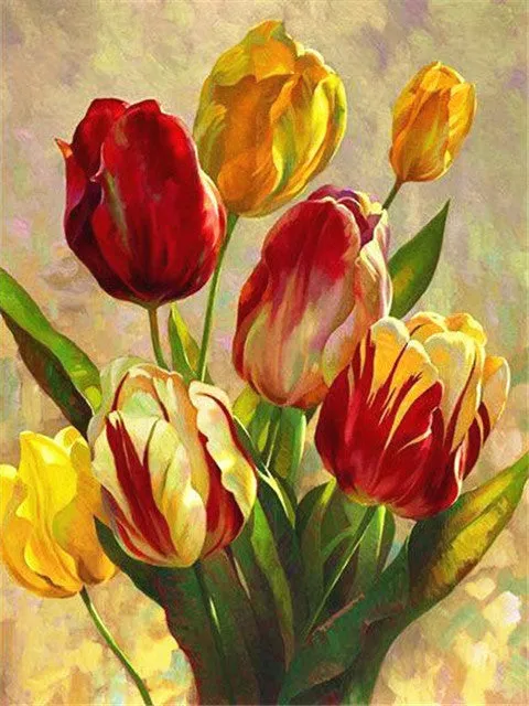 Colored Flower Variety | Floral Diamond Painting | Full Square Drill 5D Rhinestone Embroidery | DIY Diamond Kit