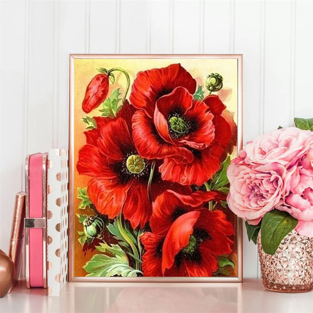 Colored Flower Variety | Floral Diamond Painting | Full Square Drill 5D Rhinestone Embroidery | DIY Diamond Kit