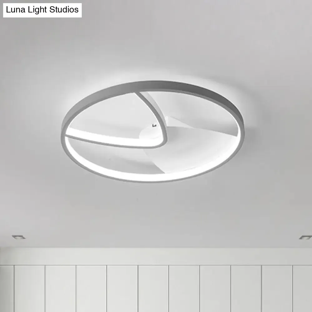 Contemporary Grey Metal V-Shaped LED Ceiling Light with Warm/White Light and Silica Gel Diffuser, 16.5"/20.5" W