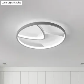 Contemporary Grey Metal V-Shaped LED Ceiling Light with Warm/White Light and Silica Gel Diffuser, 16.5"/20.5" W
