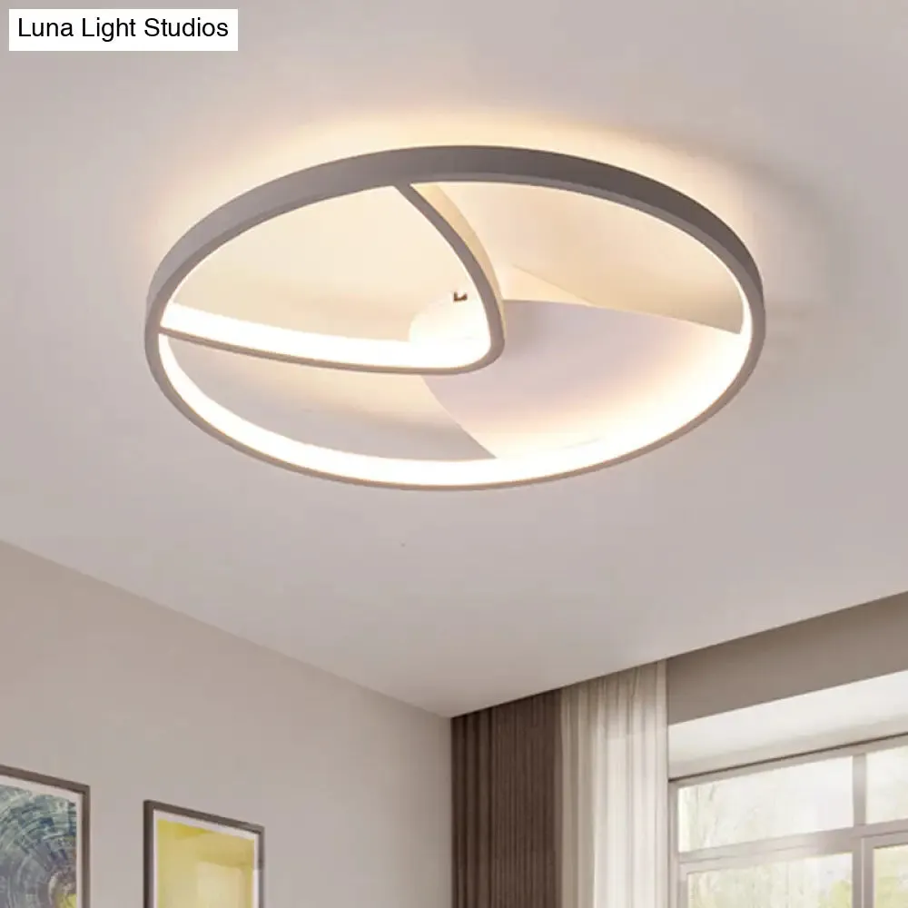 Contemporary Grey Metal V-Shaped LED Ceiling Light with Warm/White Light and Silica Gel Diffuser, 16.5"/20.5" W