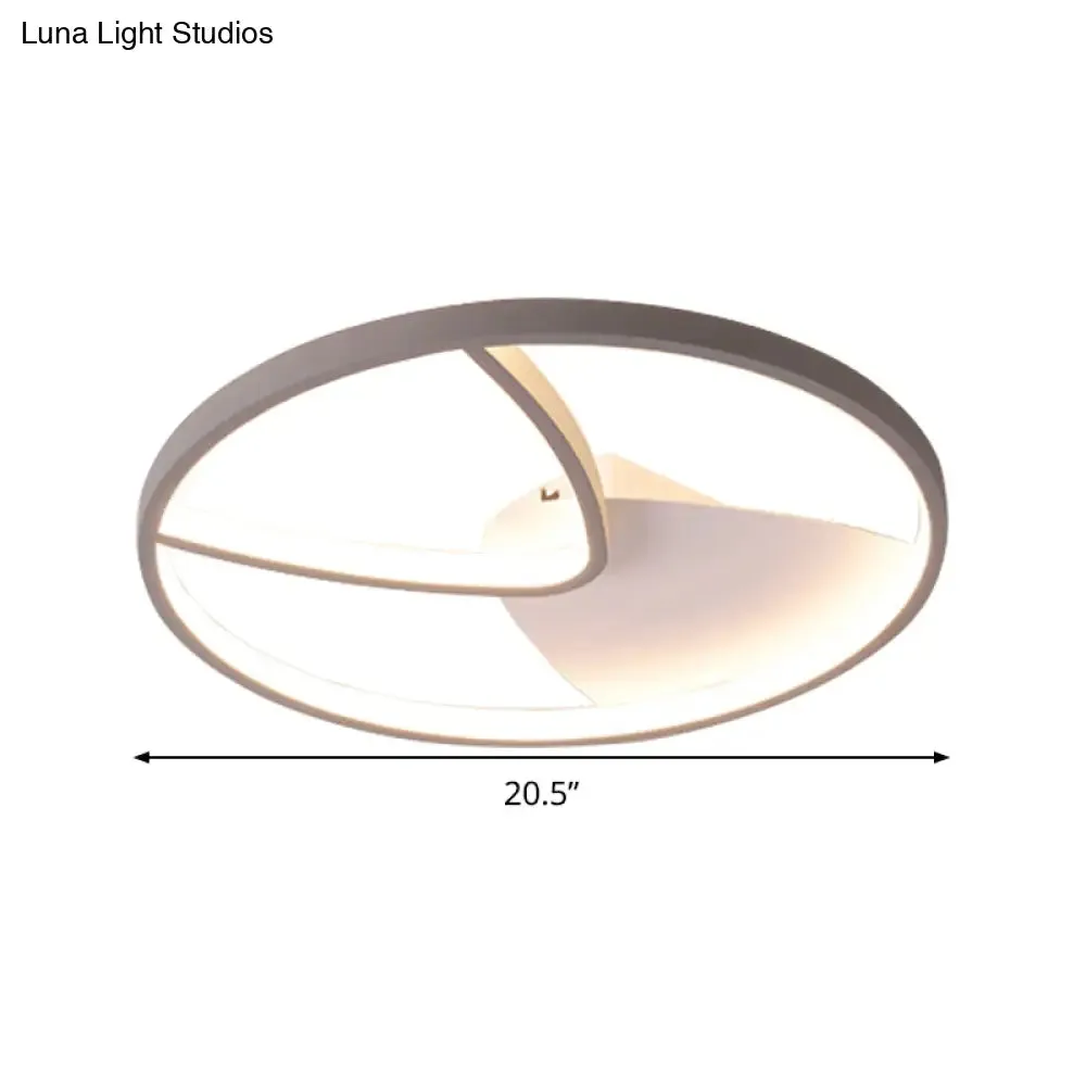 Contemporary Grey Metal V-Shaped LED Ceiling Light with Warm/White Light and Silica Gel Diffuser, 16.5"/20.5" W