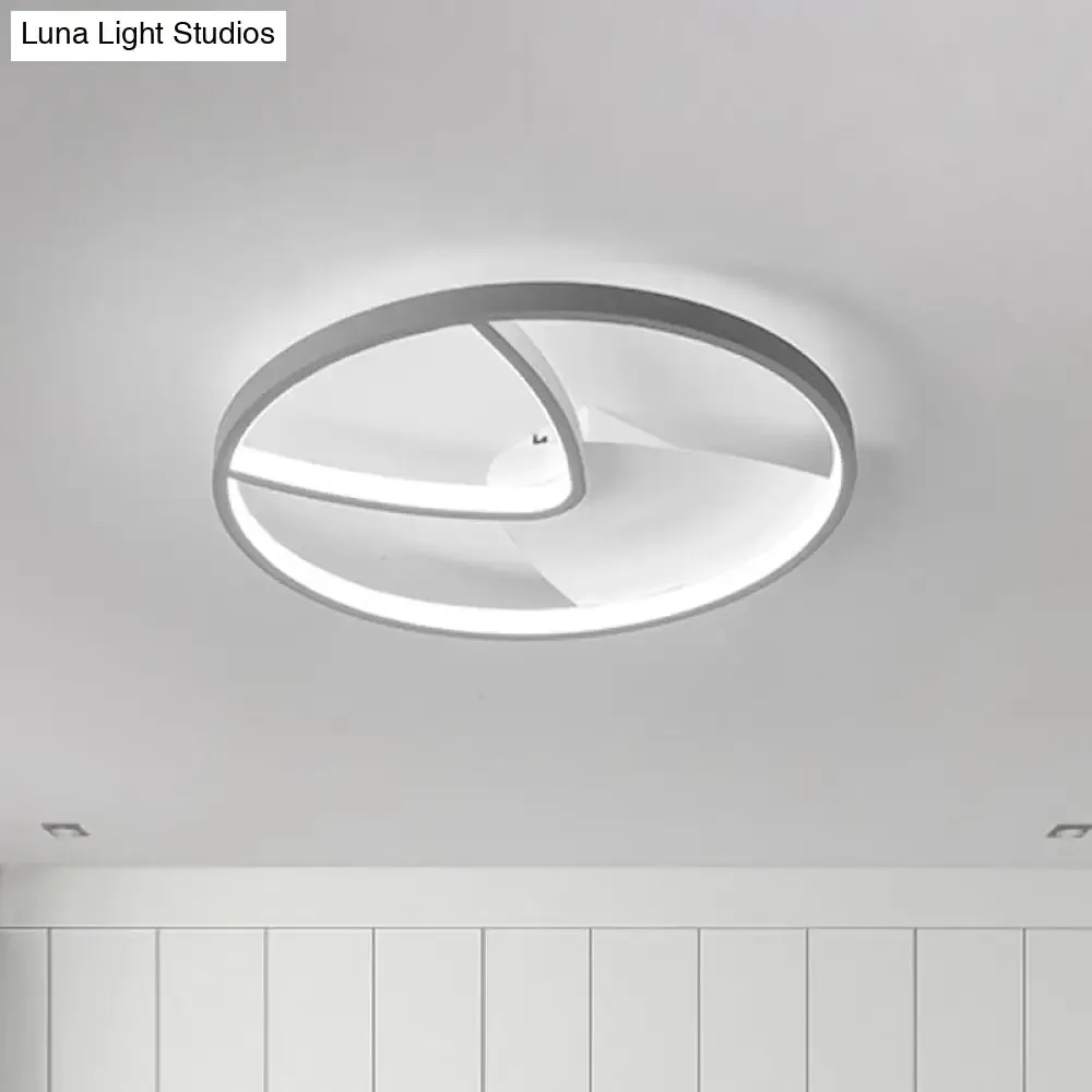 Contemporary Grey Metal V-Shaped LED Ceiling Light with Warm/White Light and Silica Gel Diffuser, 16.5"/20.5" W